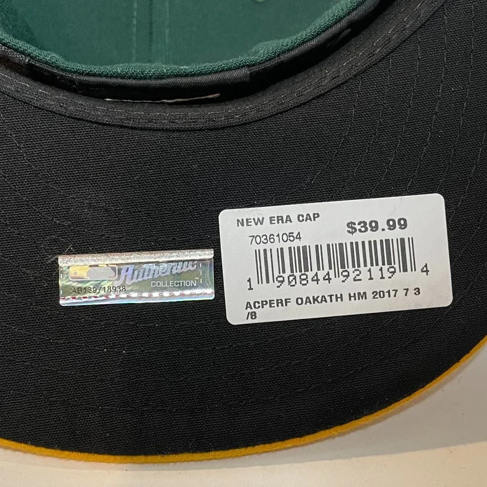 Oakland A's New Era Home Authentic On-Field 59FIFTY Fitted Hat 7 3/8 See Photos - Picture 5 of 9